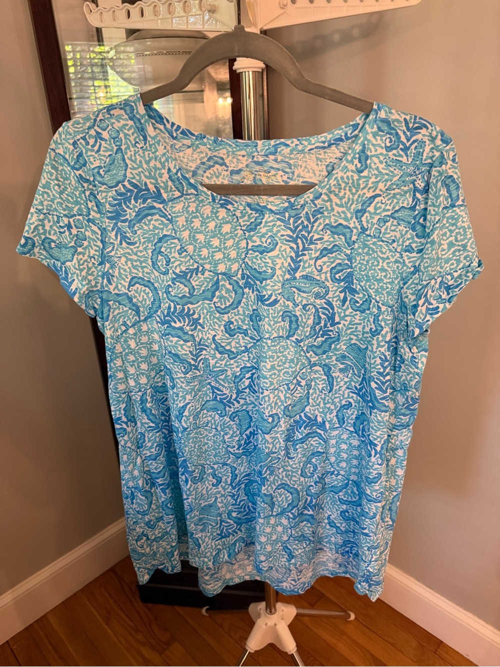 Lilly Pulitzer Seafoam & Ocean Blue Short Sleeve Tee